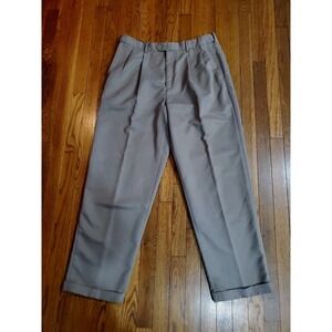 Savane Pants Mens 36x32 Brown Khaki Straight Cuffed Flex Waistband Pleated‎